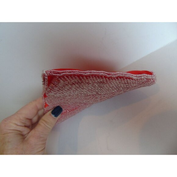 Vintage Red Satin White Beaded Evening Clutch Fully Lined Handmade In Hong Kong - Picture 5 of 10